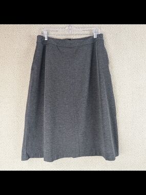 J. Jill Ponte A-line Midi Skirt Size 14 Gray Pockets Stretch Zip Classic Capsule